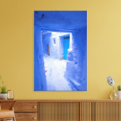 Blauwe stad steeg canvas afdruk (Insitu (Woonkamer))