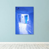 Blauwe stad steeg canvas afdruk (Insitu (Houten vloer))