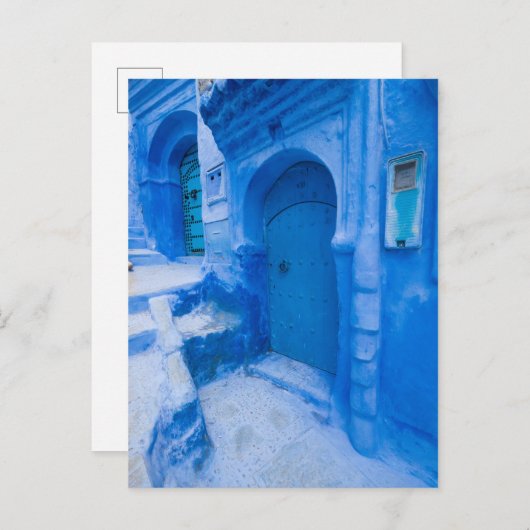 Blauwe stadsdeur briefkaart (Voorkant / Achterkant)