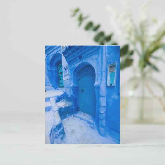 Blauwe stadsdeur briefkaart (Staand voorkant)