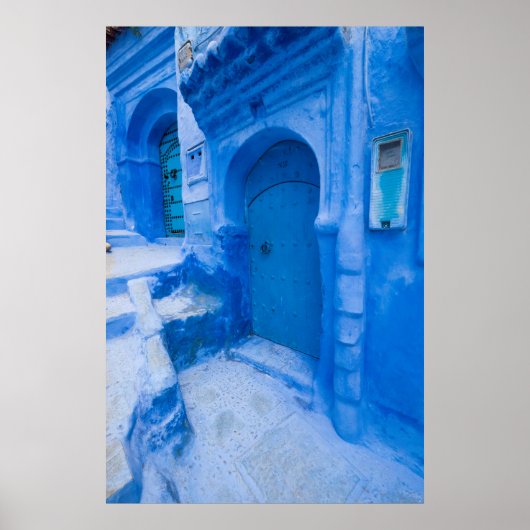 Blauwe stadsdeur poster (Voorkant)