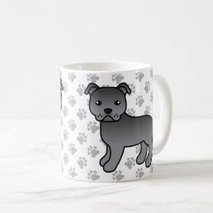 Blauwe Staffordshire Bull Terrier Schattige Cartoo Koffiemok