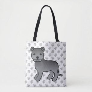 Blauwe Staffordshire Bull Terrier Schattige Cartoo Tote Bag