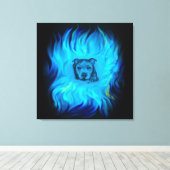 Blauwe Staffy Puppy Canvas Afdruk (Insitu (Houten vloer))