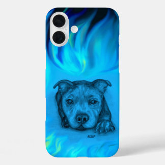 Blauwe Staffy Puppy iPhone 16 Plus Hoesje