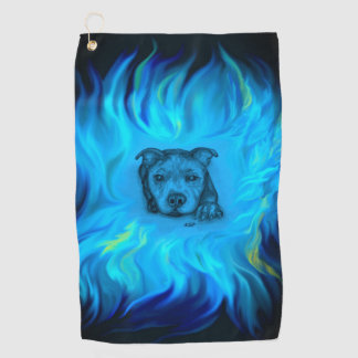 Blauwe Staffy Puppy Golfhanddoek