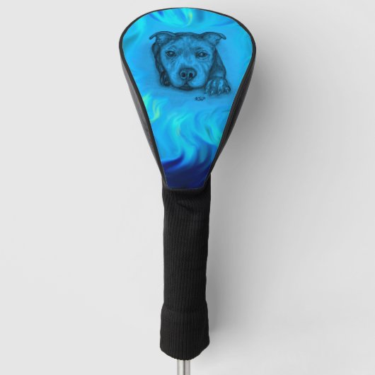 Blauwe Staffy Puppy Golfheadcover (Voorkant)