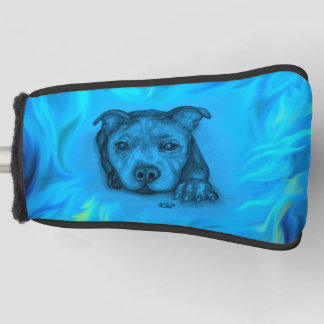 Blauwe Staffy Puppy Golfheadcover