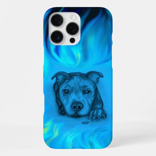 Blauwe Staffy Puppy iPhone Hoesje (Achterkant)