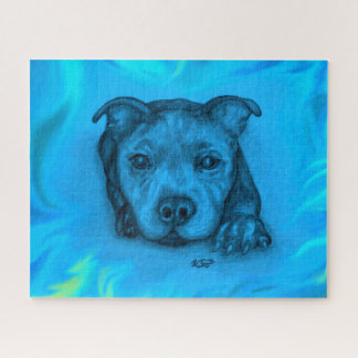 Blauwe Staffy Puppy Legpuzzel