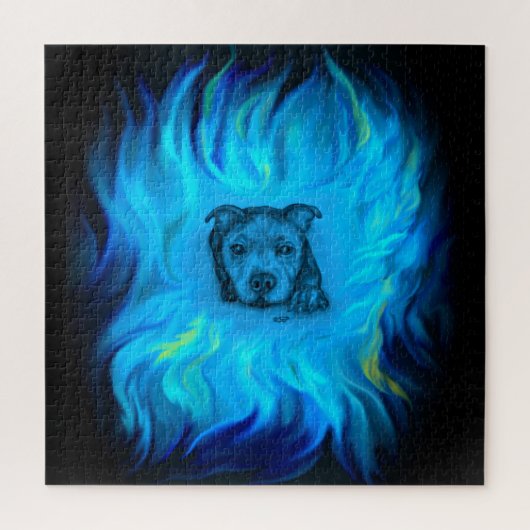 Blauwe Staffy Puppy Legpuzzel (Verticaal)