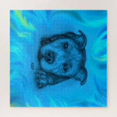Blauwe Staffy Puppy Legpuzzel (Horizontaal)