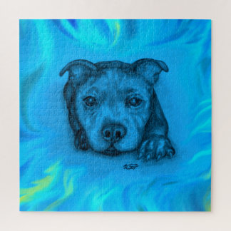 Blauwe Staffy Puppy Legpuzzel