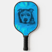 Blauwe Staffy Puppy Pickleball Paddle (Achterkant)