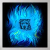Blauwe Staffy Puppy Poster (Voorkant)