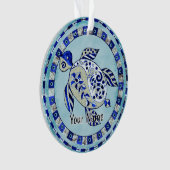 Blauwe Stam Schildpad Ornament (voorkant)