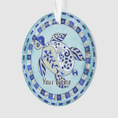 Blauwe Stam Schildpad Ornament (voorkant)