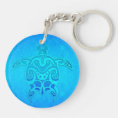 Blauwe StammenSchildpad Sleutelhanger (Achterkant)
