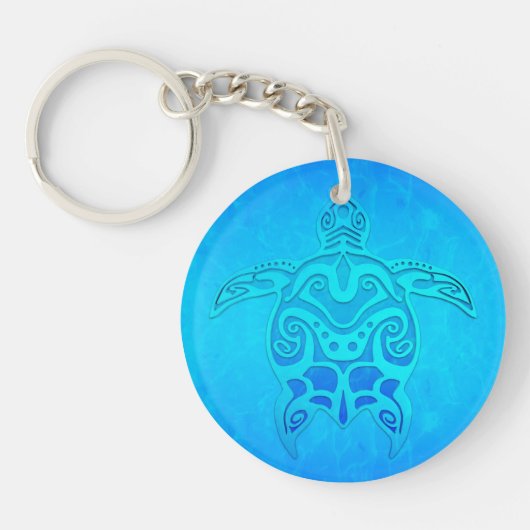 Blauwe StammenSchildpad Sleutelhanger (Voorkant)