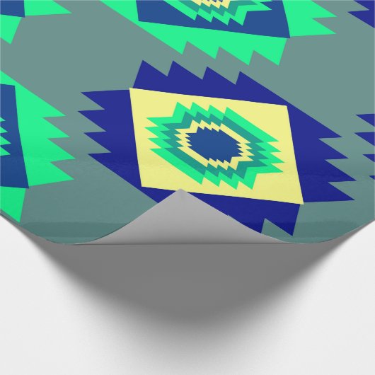 Blauwe stamvormen cadeaupapier (Hoek)