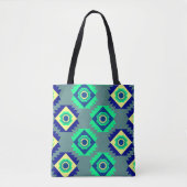 Blauwe stamvormen tote bag (Voorkant)