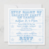 Blauwe stap recht op Circus Birthday-uitnodigingen Kaart (Achterkant)