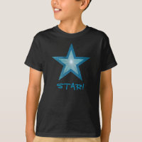 Blauwe Star-afdruk 'STAR!' kinder t-shirt zwart