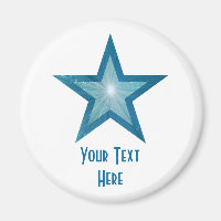 Blauwe Star 'Jouw tekst' koelkast magneet wit