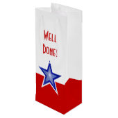 Blauwe Star Red-afdruk Goed gedaan. Wijn Wijn Cadeautas (Achterkant Gekanteld)