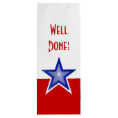 Blauwe Star Red-afdruk Goed gedaan. Wijn Wijn Cadeautas (Achterkant)