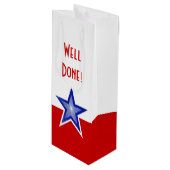 Blauwe Star Red-afdruk Goed gedaan. Wijn Wijn Cadeautas (Voorkant Gekanteld)