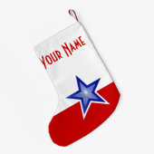 Blauwe Star Red-naam met twee zijden Kleine Kerstsok (Achterkant (Hangend))