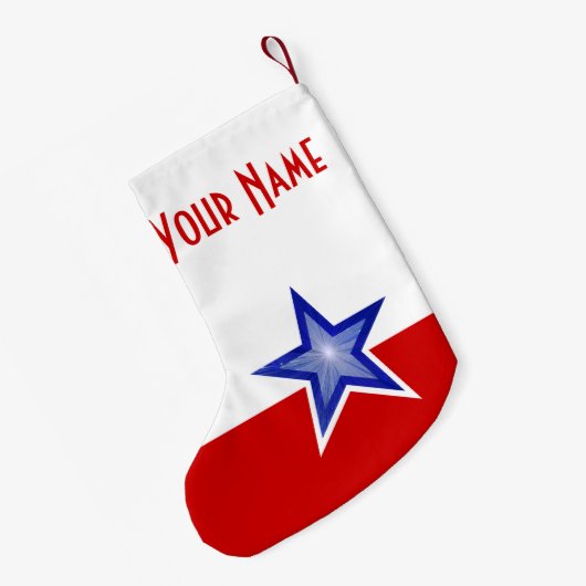 Blauwe Star Red-naam met twee zijden Kleine Kerstsok (Achterkant (Hangend))