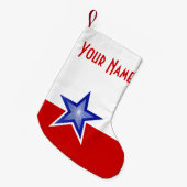 Blauwe Star Red-naam met twee zijden Kleine Kerstsok (Voorkant (Hangend))