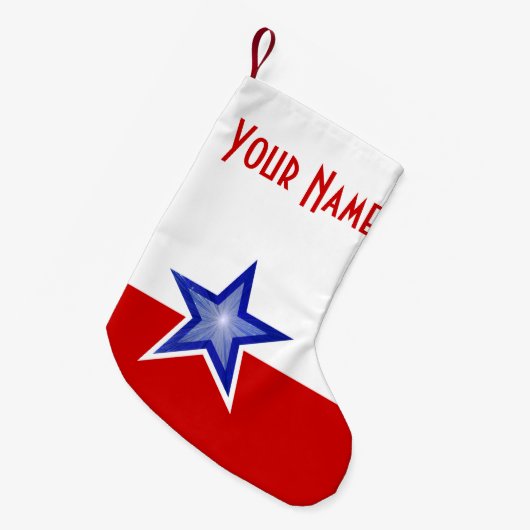 Blauwe Star Red-naam met twee zijden Kleine Kerstsok (Voorkant (Hangend))