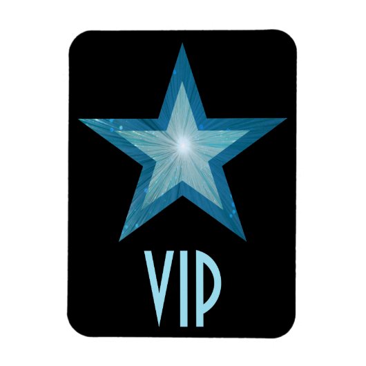 Blauwe Star 'VIP' flexibele magneet zwart (Verticaal)