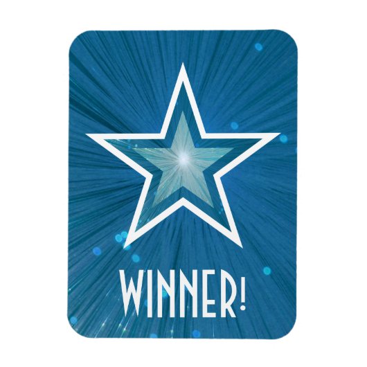 Blauwe Star 'Winner' flexibele magneet! Magneet (Verticaal)