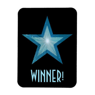 Blauwe Star 'Winner' flexibele magneet zwart