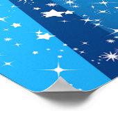 Blauwe Starburst Glans met Schitterende Lichtstral Poster (Hoek)