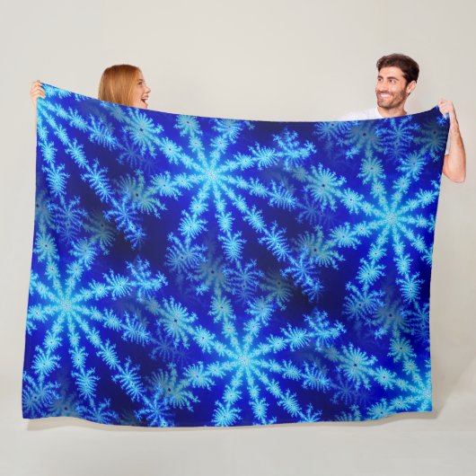 Blauwe Starburst Mandelbrot Psychedelische Fractal Fleece Deken (In situ)
