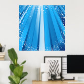 Blauwe Starburst Schittering met Lichtstralen Poster (Thuiskantoor)