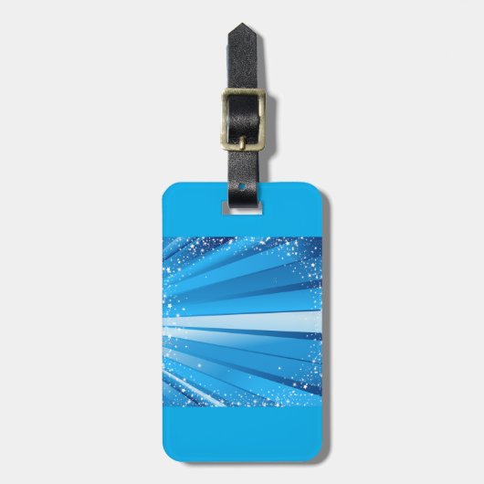 Blauwe Starburst Sparkle met stralende lichtstrale Bagagelabel (Voorkant verticaal)