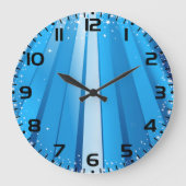 Blauwe Starburst Sparkle met stralende lichtstrale Grote Klok (Voorkant)