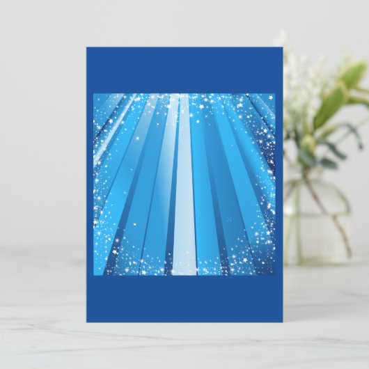 Blauwe Starburst Sparkle met stralende lichtstrale Kaart (Staand voorkant)