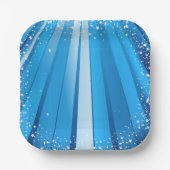 Blauwe Starburst Sparkle met stralende lichtstrale Papieren Bordje (Voorkant)