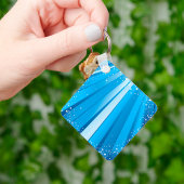 Blauwe Starburst Sparkle met stralende lichtstrale Sleutelhanger