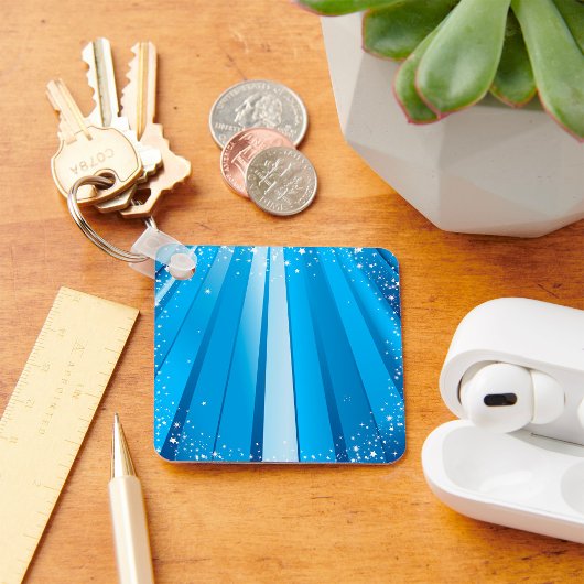 Blauwe Starburst Sparkle met stralende lichtstrale Sleutelhanger