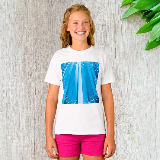 Blauwe Starburst Sparkle met stralende lichtstrale T-shirt