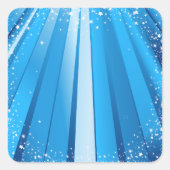 Blauwe Starburst Sparkle met stralende lichtstrale Vierkante Sticker (Voorkant)