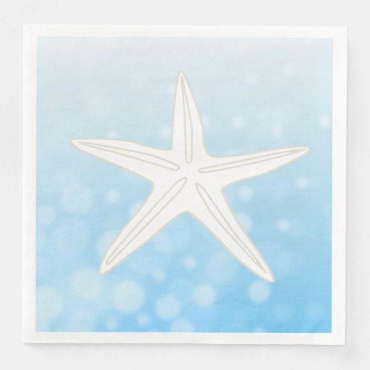 Blauwe Starfish Beach thema bruiloft servetten (Voorkant)